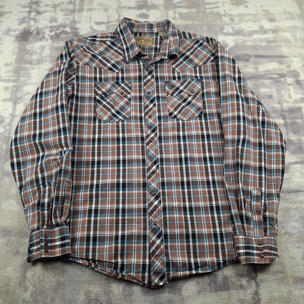 Wrangler Retro Western Plaid Snap Shirt Mens Long Sleeve 2xt